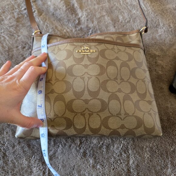 Signature Crossbody & Wristlet Set Brown Khaki Leather Trim - Picture 14 of 16